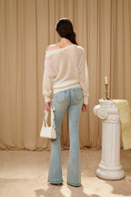 White Lace Panel Shell Knit Cardigan