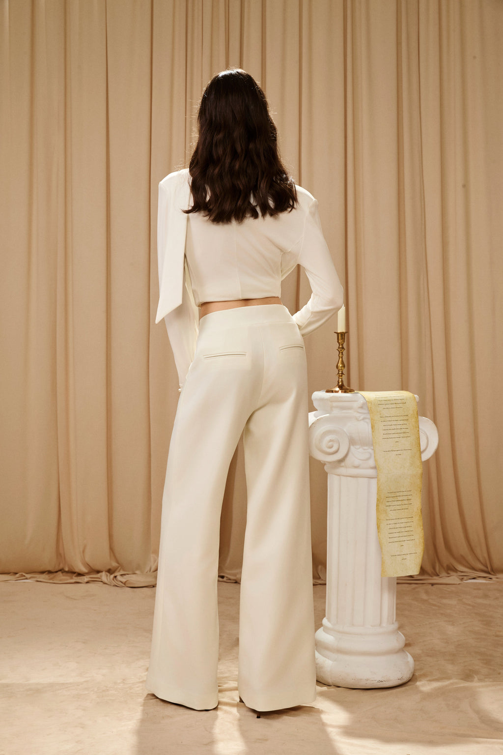 Off-White Bow Hollow Spliced Straight-Leg Pants