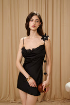Black Lace Panel Iris Tie Dress