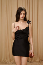 Black Lace Panel Iris Tie Dress
