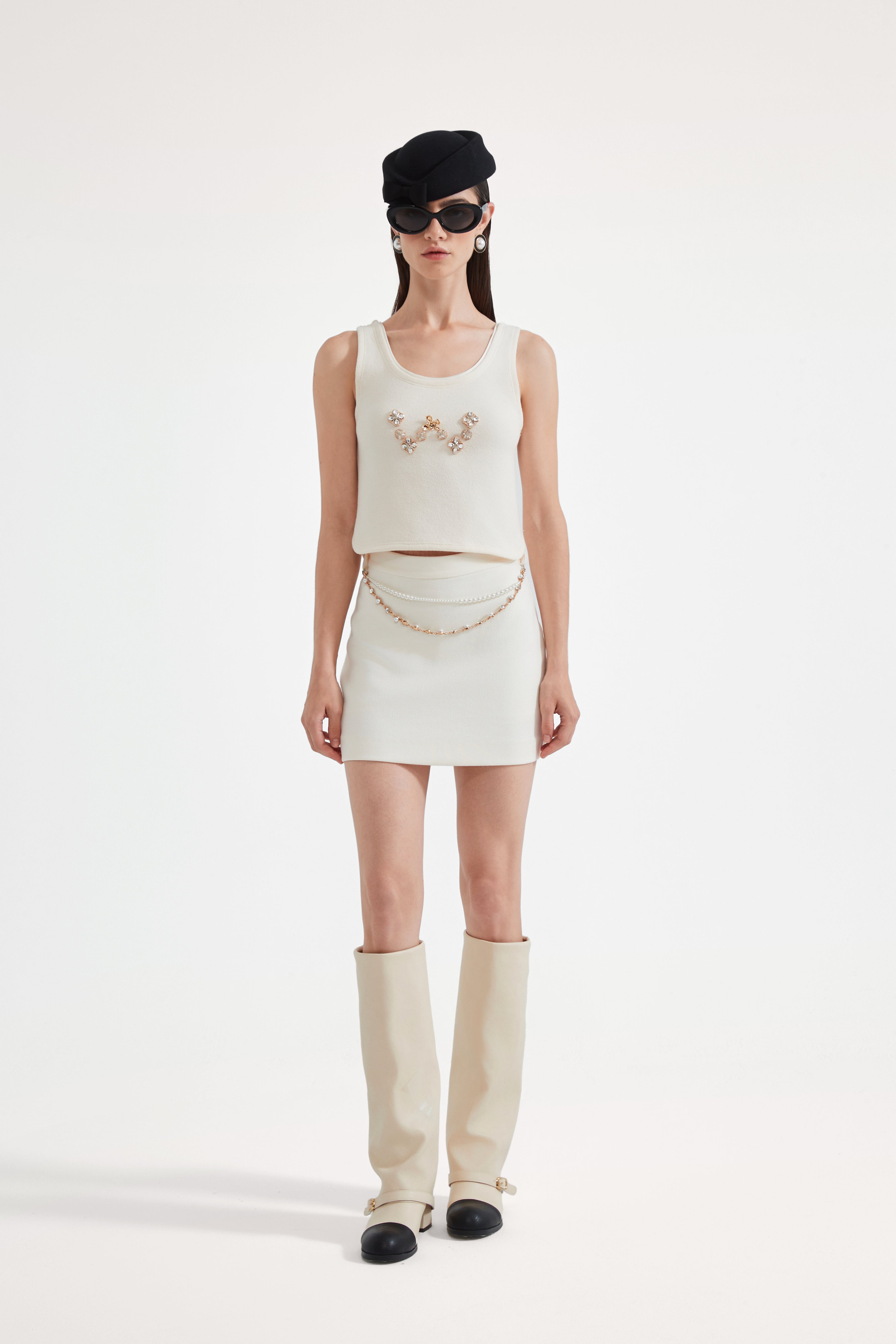 White knit halter top