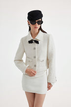 White Tweed Bow Jacket (Detachable Bow)