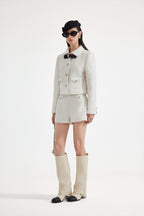 White Tweed Bow Jacket (Detachable Bow)