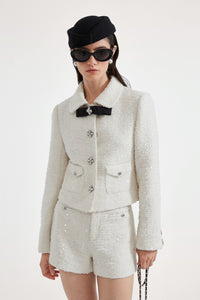 White Tweed Bow Jacket (Detachable Bow)