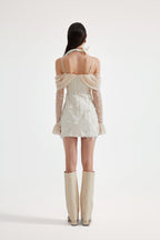 White Collar Halter Bow Lace Top