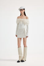 White Tweed Pencil Skirt