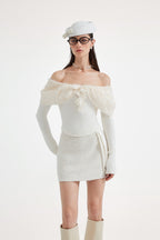 White Knitted Lace Off-The-Shoulder Top