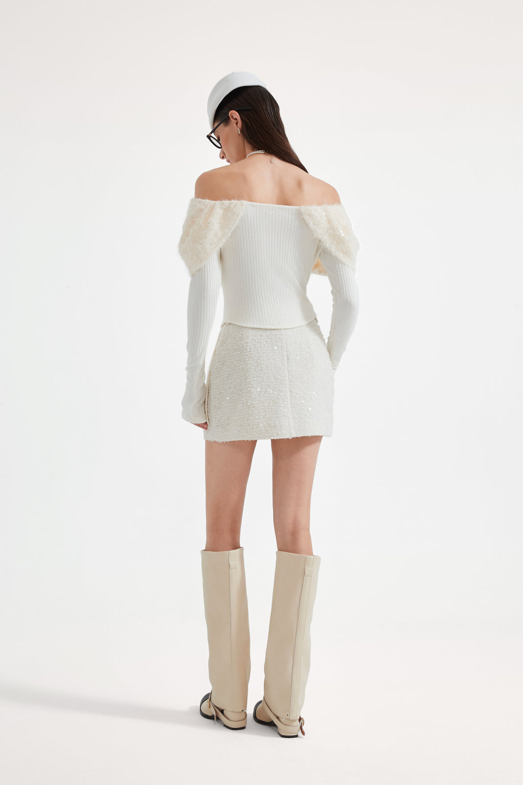 White Tweed Pencil Skirt