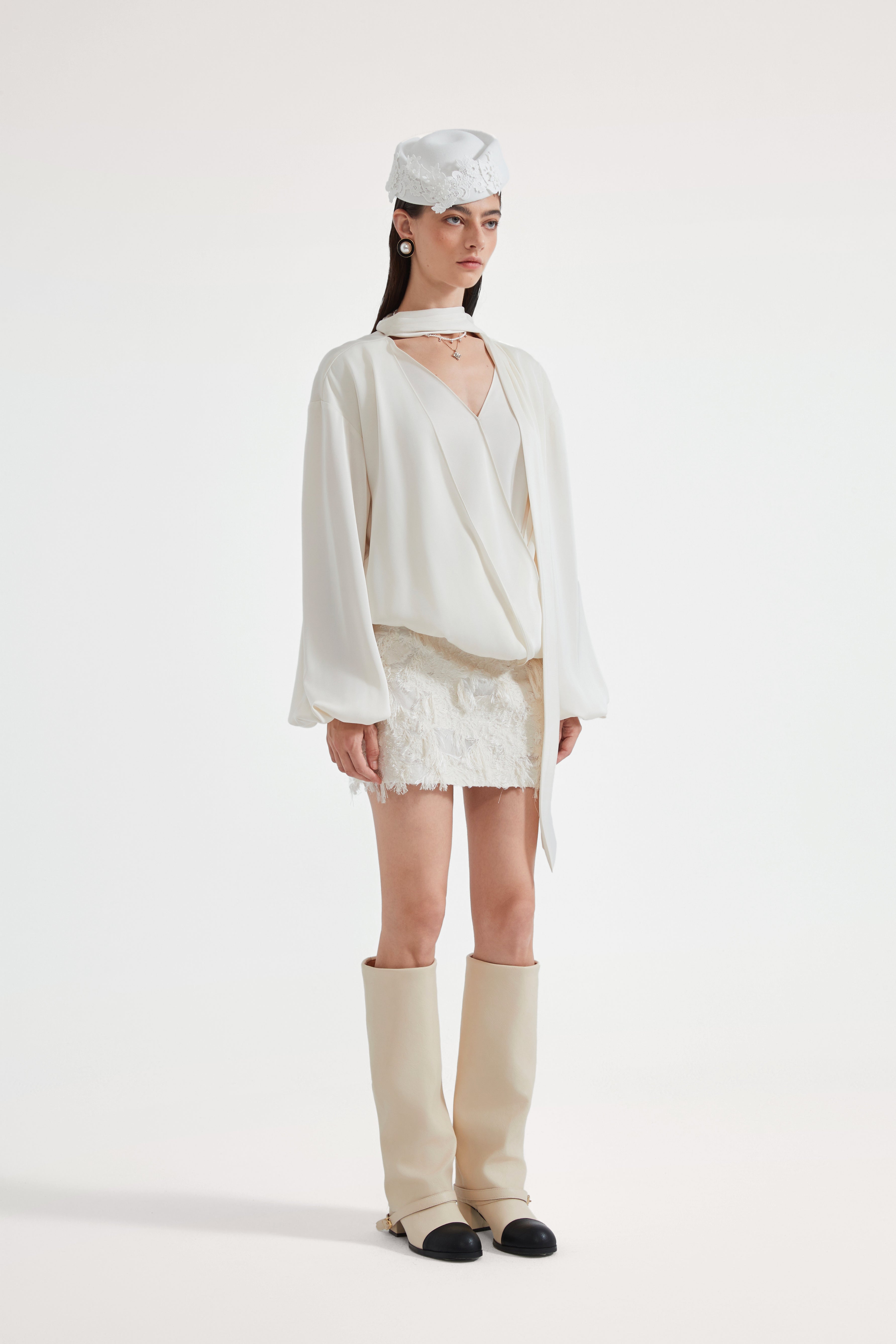 White Satin Ribbon Blouse