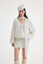 White Satin Ribbon Blouse