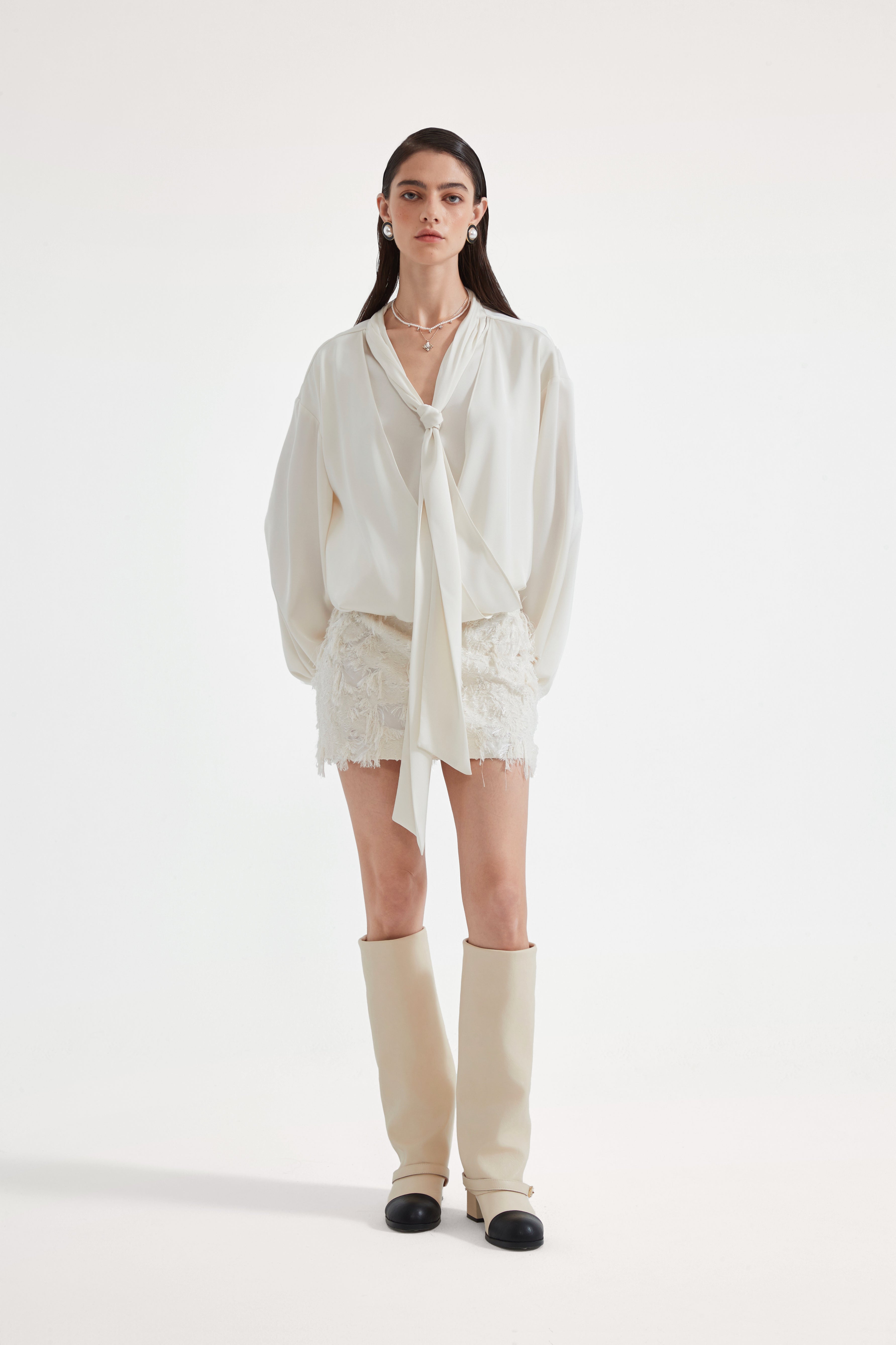 White Satin Ribbon Blouse