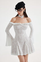 White Lace Off-The-Shoulder Dress