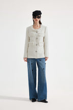 Straight-Leg Beaded Jeans