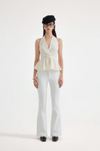 White Fitted Flare Jeans