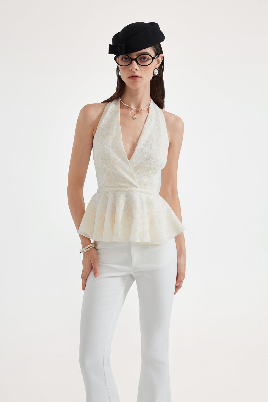 White Fitted Flare Jeans