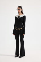 Black Knit Patchwork Base Layer