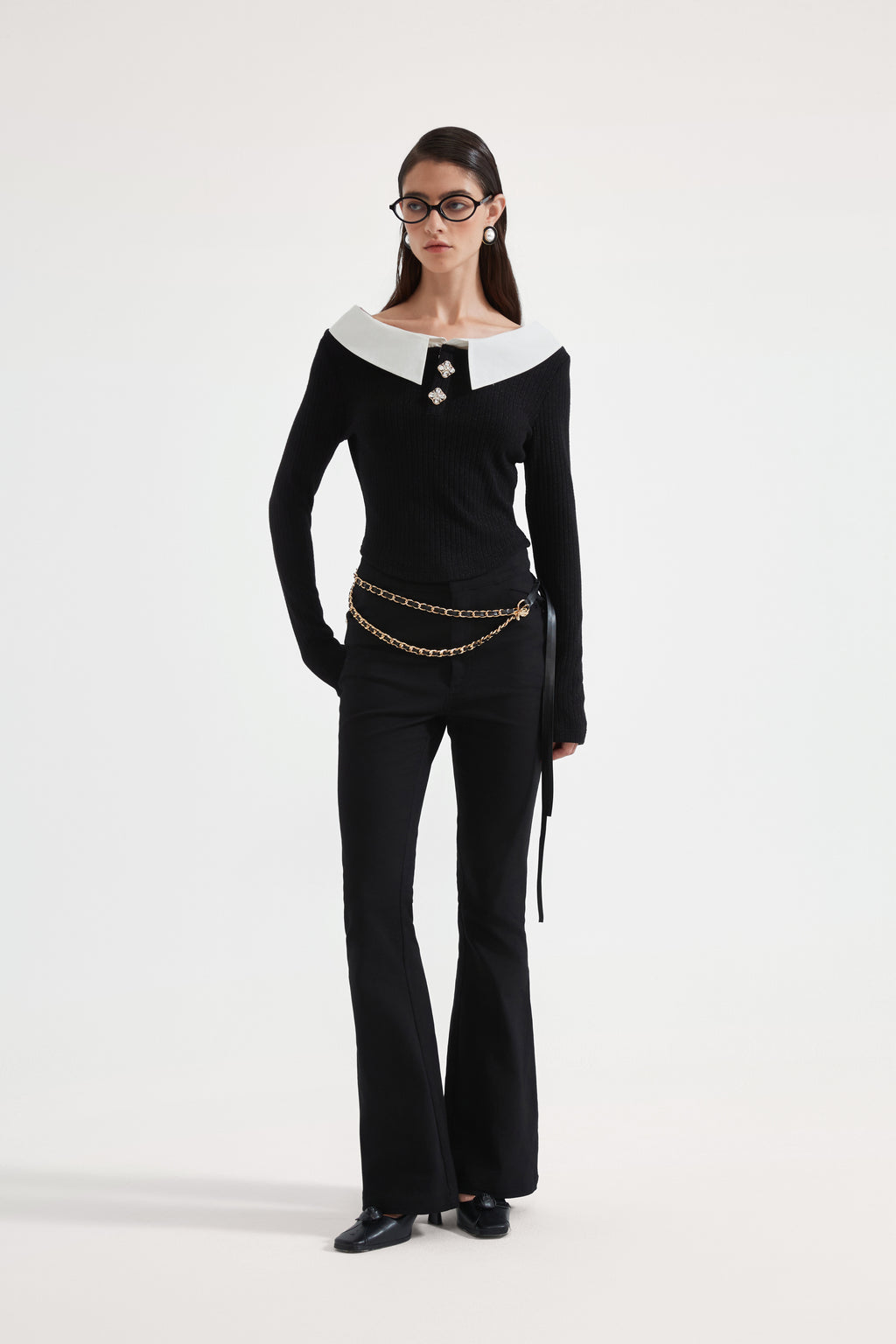 Black Fitted Flare Jeans