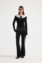 Black Fitted Flare Jeans