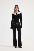 Black Knit Patchwork Base Layer