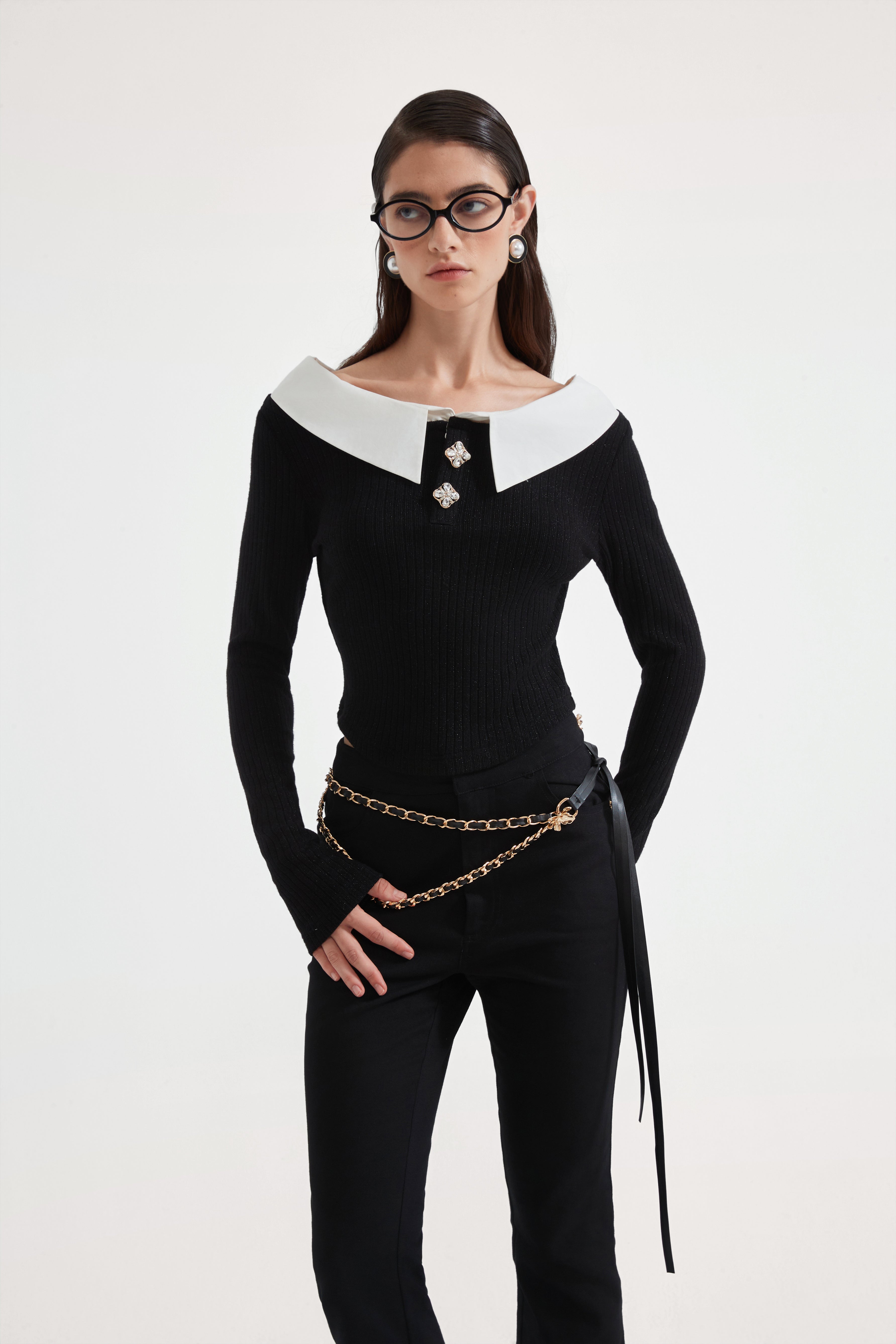 Black Knit Patchwork Base Layer