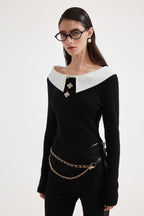 Black Knit Patchwork Base Layer