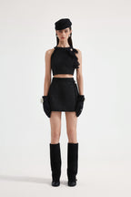 Black Woven Halter Top & Dress