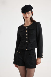 Black Tweed Shorts