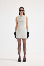 White Xiang-Style Collar-Patchwork Dress