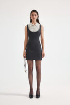 Gray Collar-Patchwork Dress