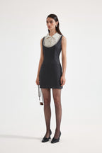 Gray Collar-Patchwork Dress