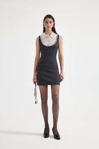 Gray Collar-Patchwork Dress