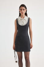 Gray Collar-Patchwork Dress
