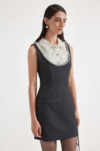 Gray Collar-Patchwork Dress
