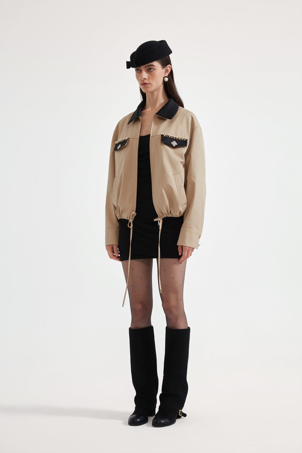 Light Coffee short Beaded Jacket