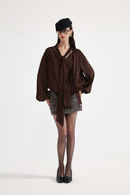 Coffee-Colered Tweed Pencil Skirt