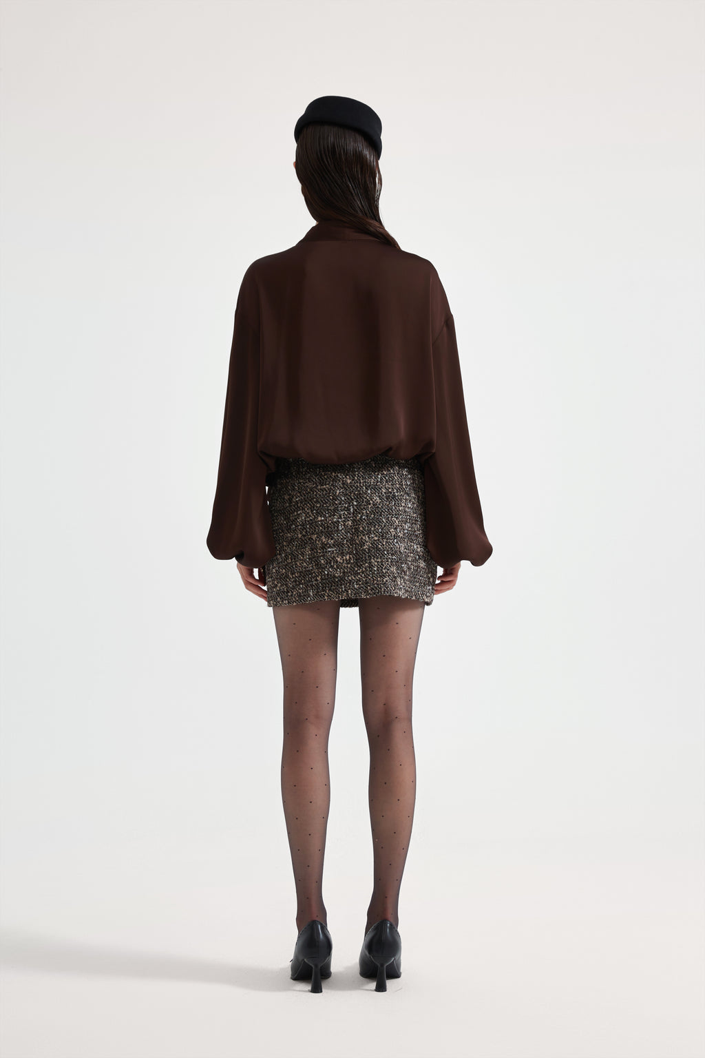 Brown Satin Ribbon Shirt