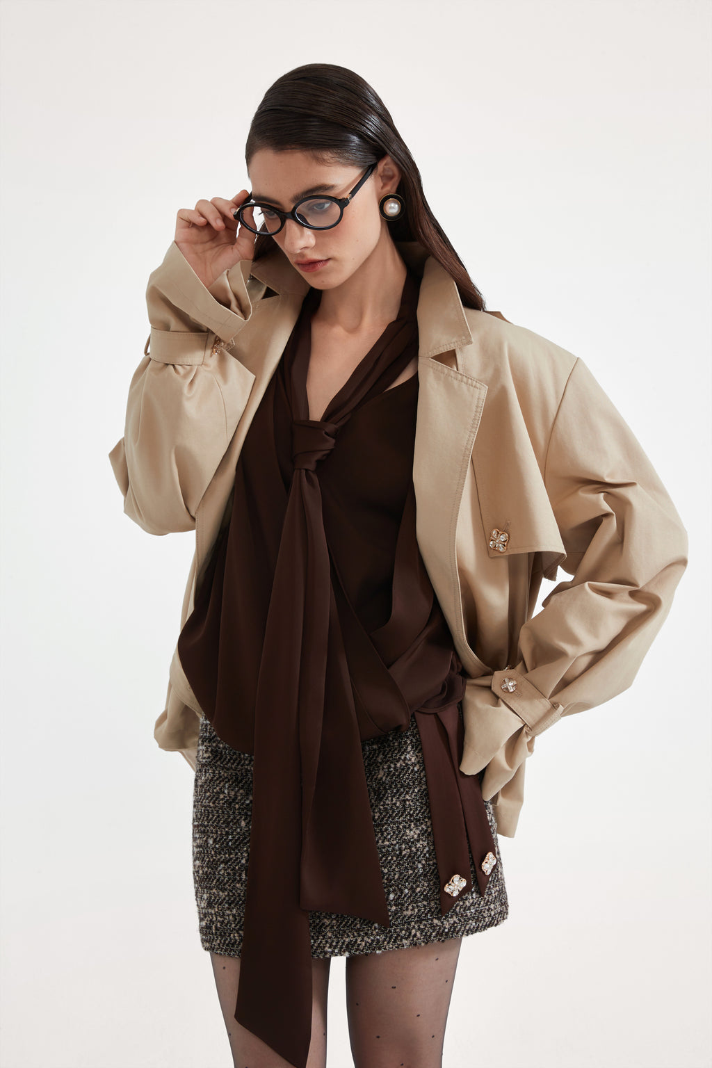 Light Coffee Long Trench Coat