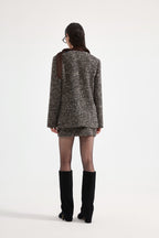 Brown Detachable Square-Necked Tweed Coat