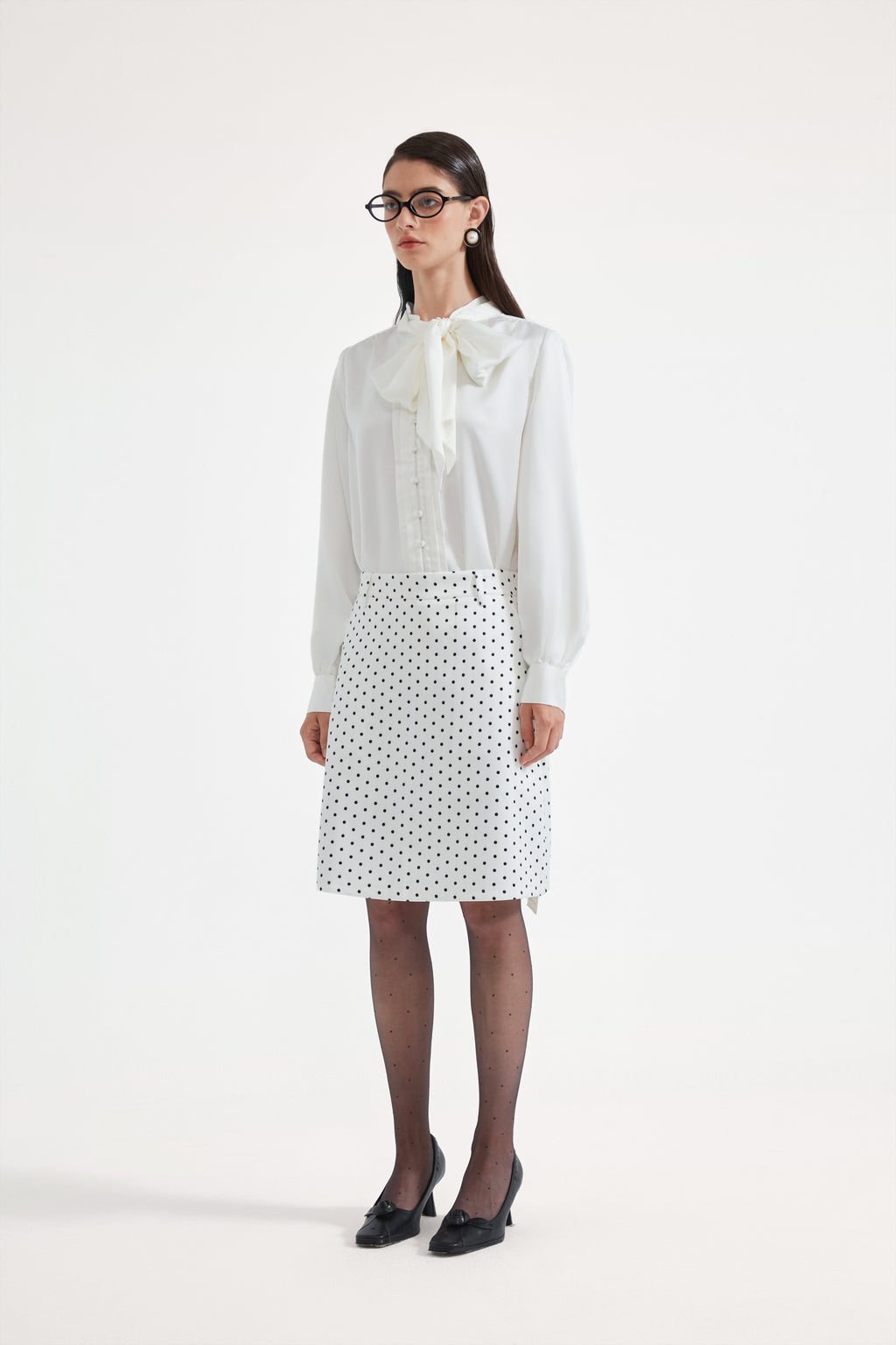 White Button-Row Blouse