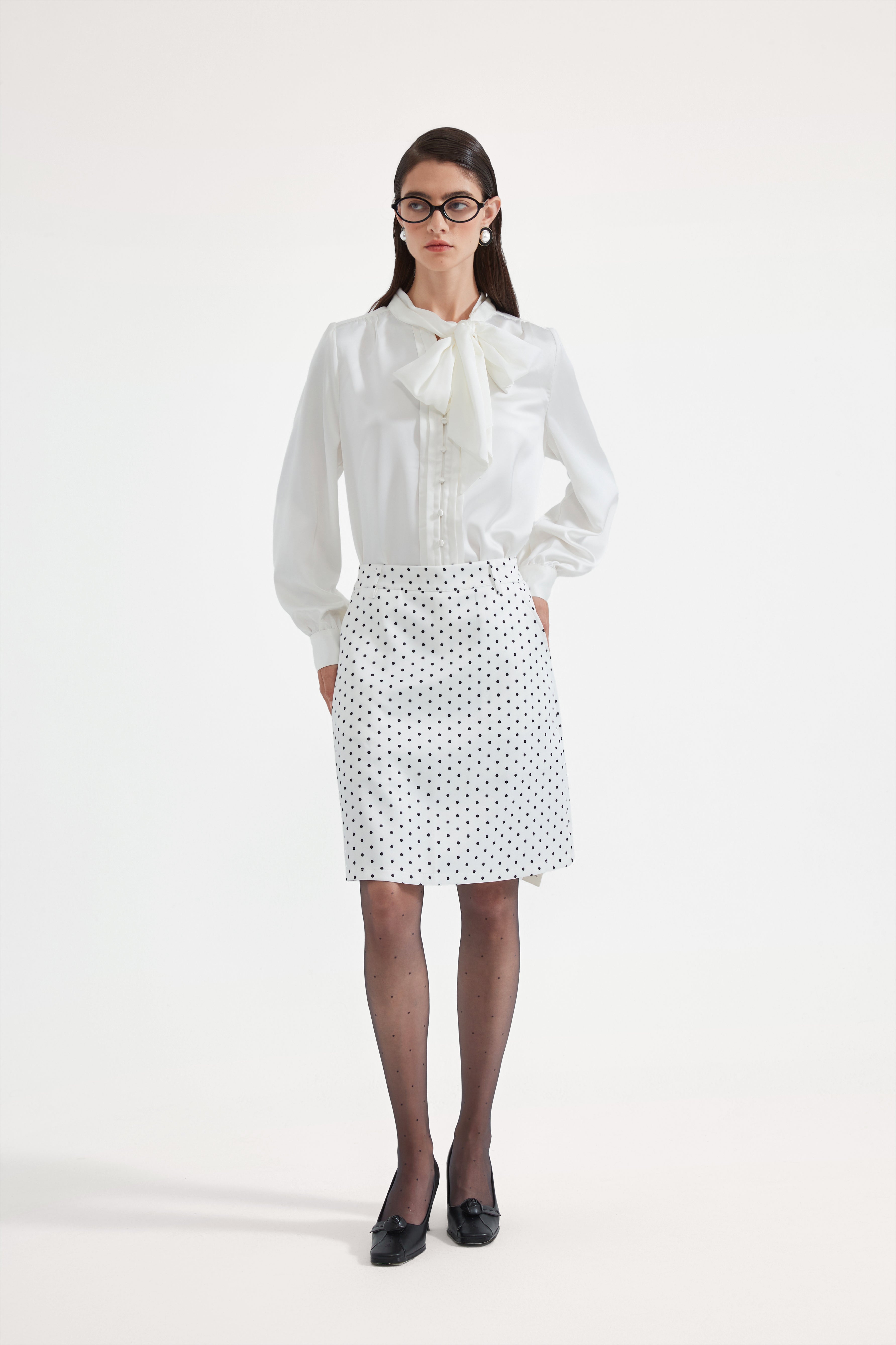 White Button-Row Blouse