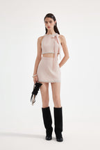 Pink Beaded Pencil Skirt