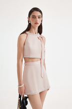 Pink Beaded Pencil Skirt