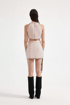 Pink Beaded Halter Cropped Top