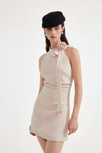 Pink Halter Ruched Dress