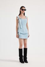 Blue Tweed Pencil Skirt