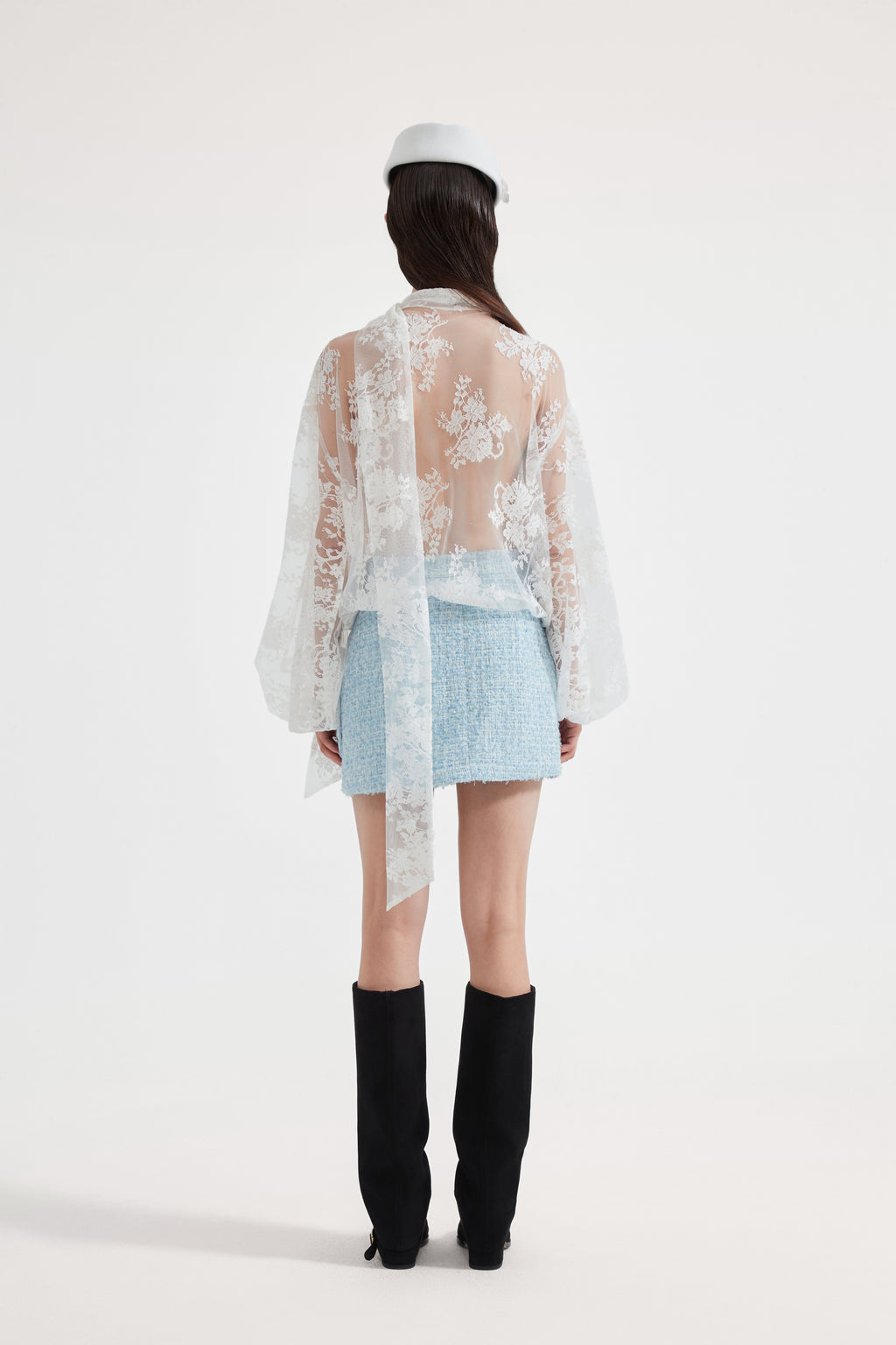 Blue Tweed Pencil Skirt