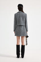 Gray Collar Looped Woolen Coat