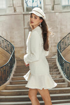 White Woven A-Cut Dress