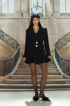 Black Woven A-Cut Dress