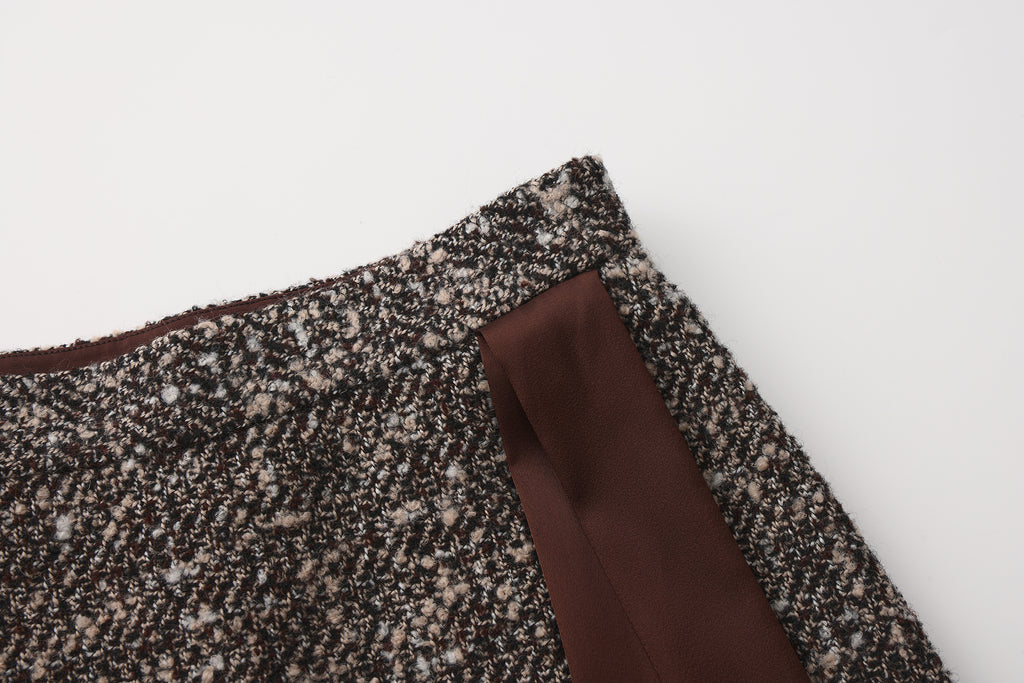 Coffee-Colered Tweed Pencil Skirt
